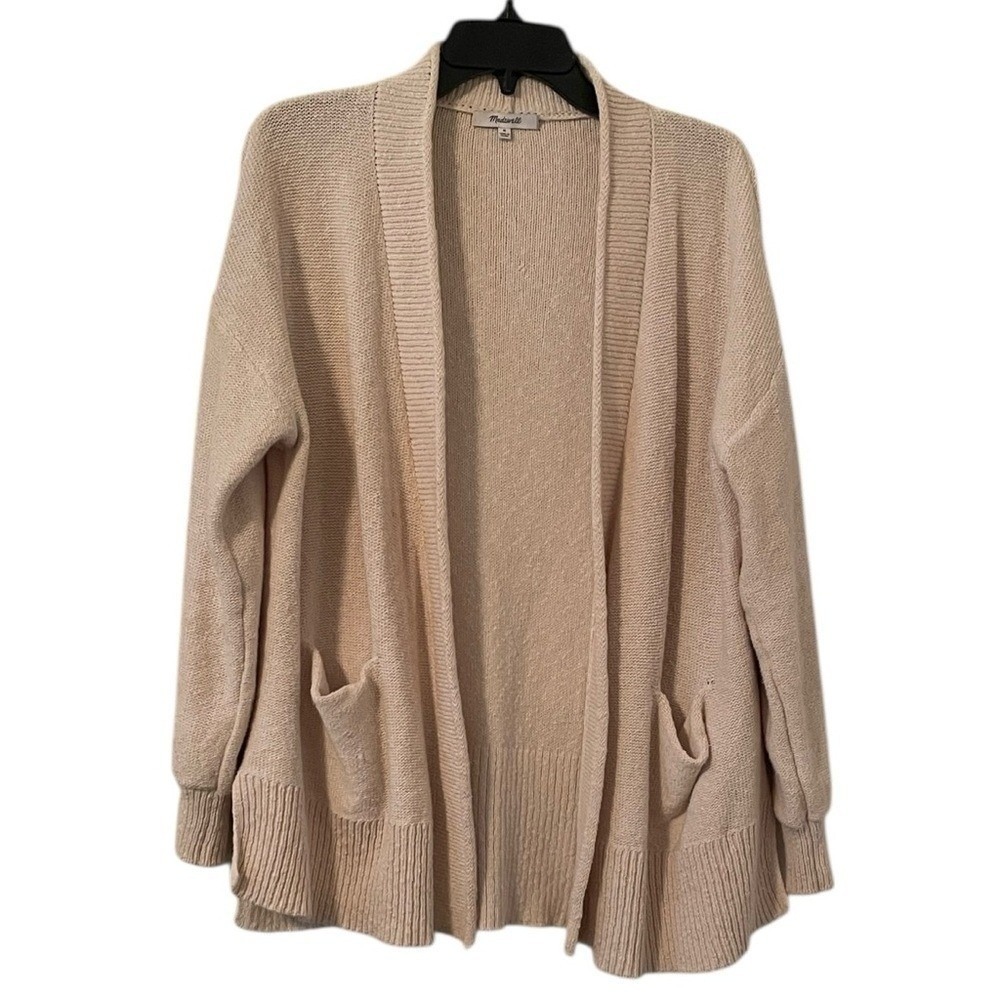 Madewell Women's Cream Knit‎ Double Pocket Cardigan Size M